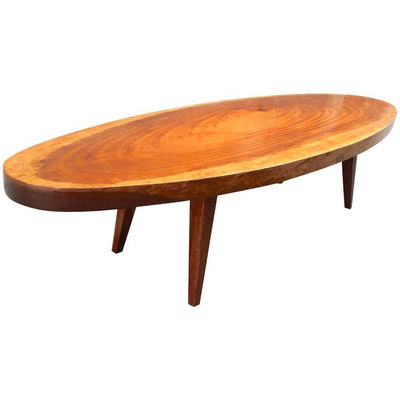 Organic Very Long Solid Wood Oval Coffee Table