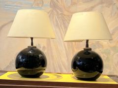 Pair of black spherical awesome table lamps