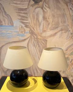 Pair of black spherical awesome table lamps