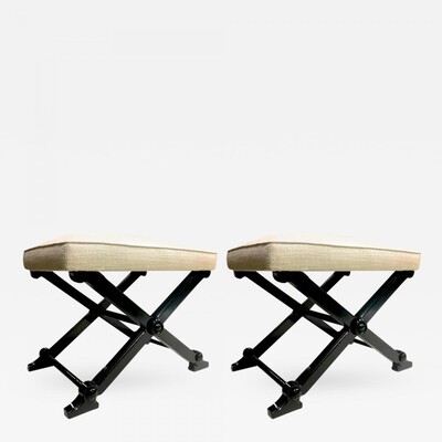 Pair of Neoclassic Stools in the Style of Andre Arbus