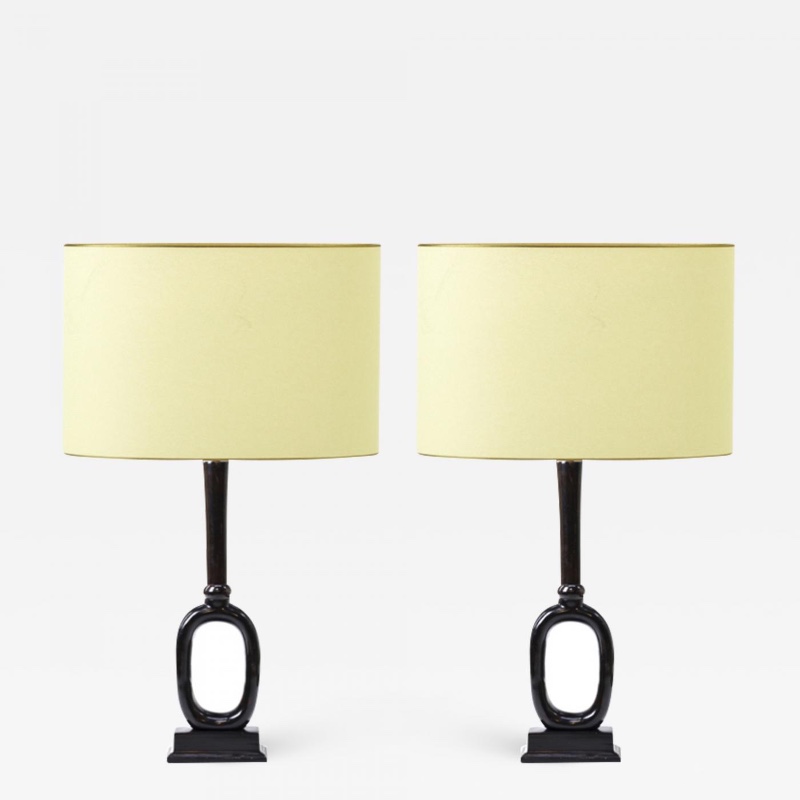 pair of refined rare oval shaped table lamp