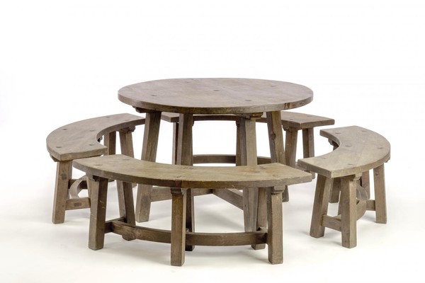 Pierre Chapo style brutalist organic complete dinning set 