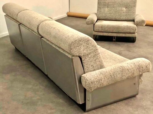 Pierre Folie pour la Galerie Charpentier brushed steel couch