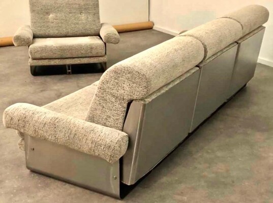Pierre Folie pour la Galerie Charpentier brushed steel couch