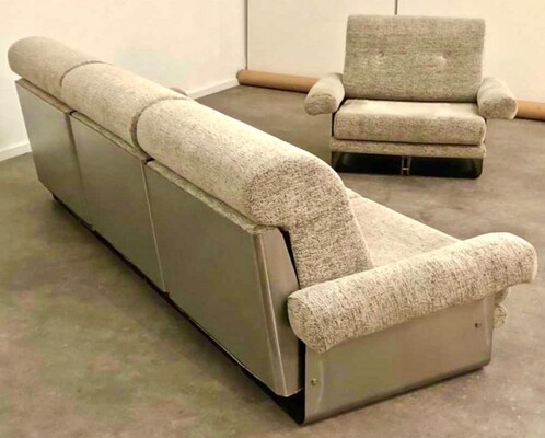 Pierre Folie pour la Galerie Charpentier brushed steel couch