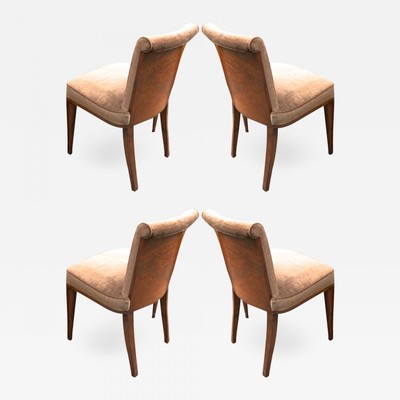Pierre Paul Montagnac Art Deco set of 4 walnut burl chairs
