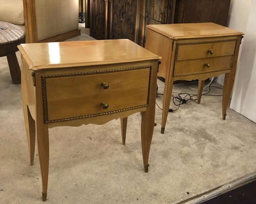 Raoul Lardin pair of 40s refined side tables or bedsides