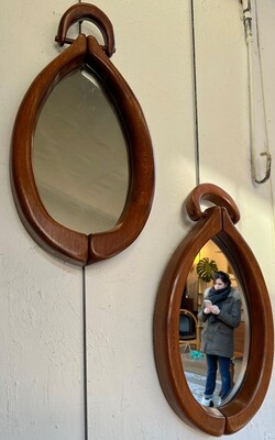 rare pair of organic wood mirrors