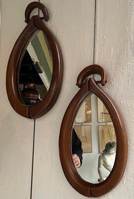 rare pair of organic wood mirrors