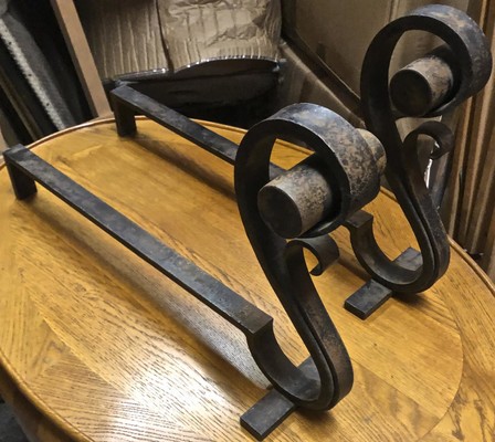 Raymond Subes pair of refined longest wrought iron andirons