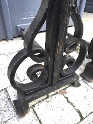 Raymond Subes Pair Wrought Iron Andiron