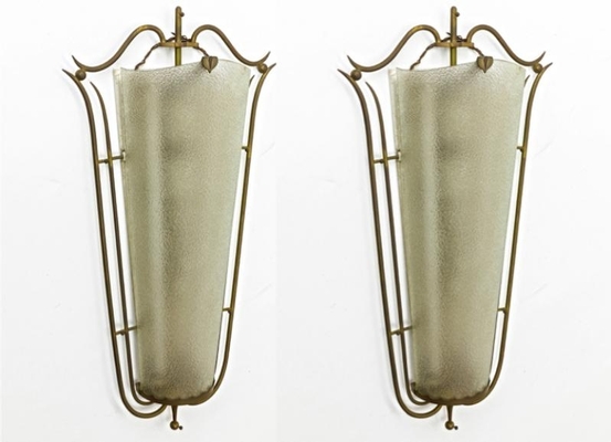 Raymond Subes style pair of spectacular big sconces 