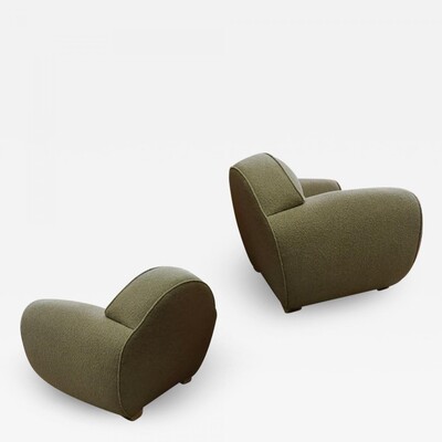 Rene Drouet documented roundish pair of comfy club chairs