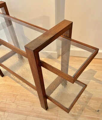 Rene Gabriel rarest modernist oak two tear console