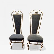 Rene Prou attributed charming pair of gold leaf side chairs