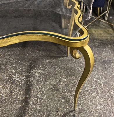 Rene Prou gold leaf wrought iron ondulation coffee table