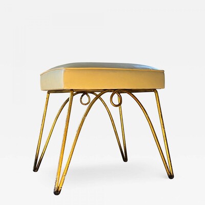 Rene Prou gold leaf wrought iron stool