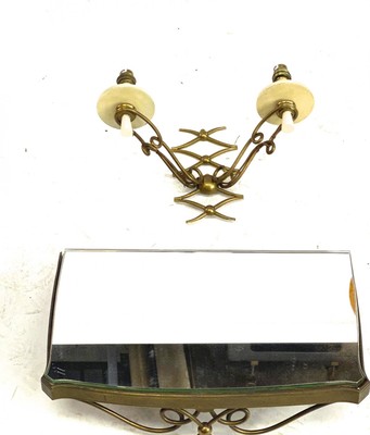 rene prou  pair of mirrored gold bronze shelves or bedside