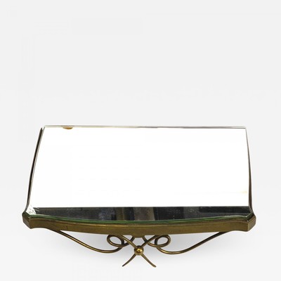 rene prou  pair of mirrored gold bronze shelves or bedside