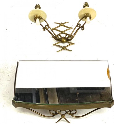 rene prou  pair of mirrored gold bronze shelves or bedside