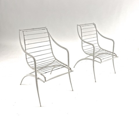 Rene Prou rarest set of 4 outdoor chairs in vintage condition