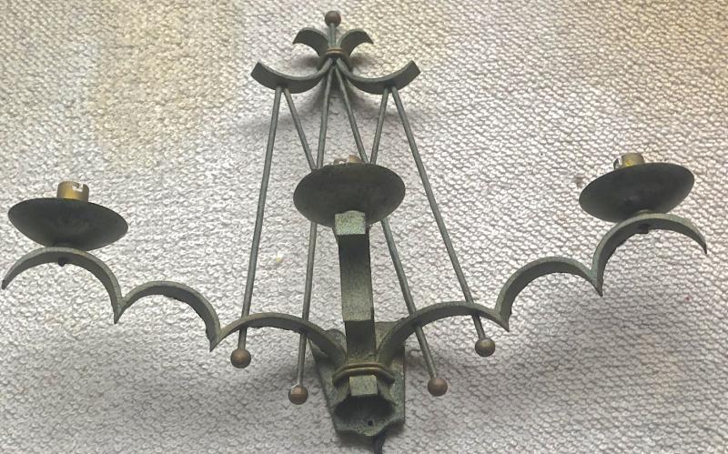 Rene Prou refined pair of wrought iron 3 light sconces