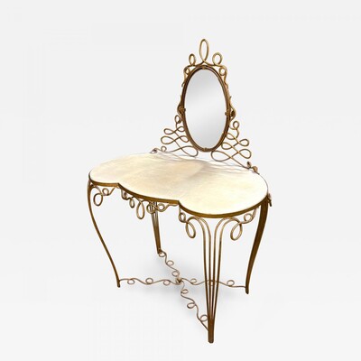 Rene Prou Stunning gold leaf wrought iron vanity desk