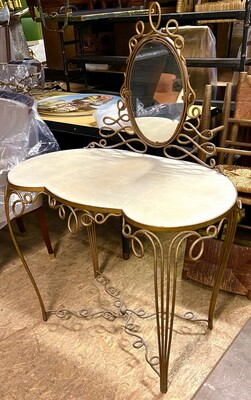 Rene Prou Stunning gold leaf wrought iron vanity desk