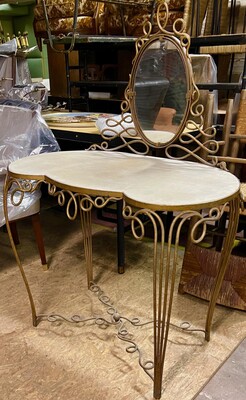 Rene Prou Stunning gold leaf wrought iron vanity desk