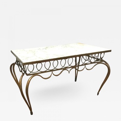 Rene Prou superb rare gold leaf wrought iron coffee table