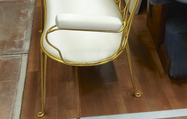 Rene Prou very refined gold leaf wrought iron settee