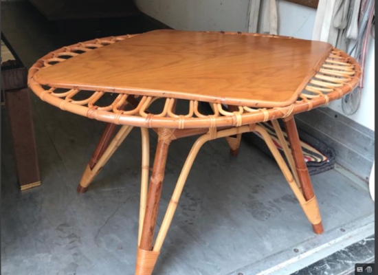 Riviera rattan superb rare round coffee table