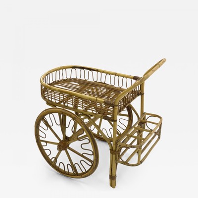 Riviera style witty bamboo rolling bar rolling cart