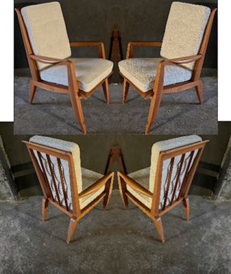 Roger landault rare set of 2 lounge chairs