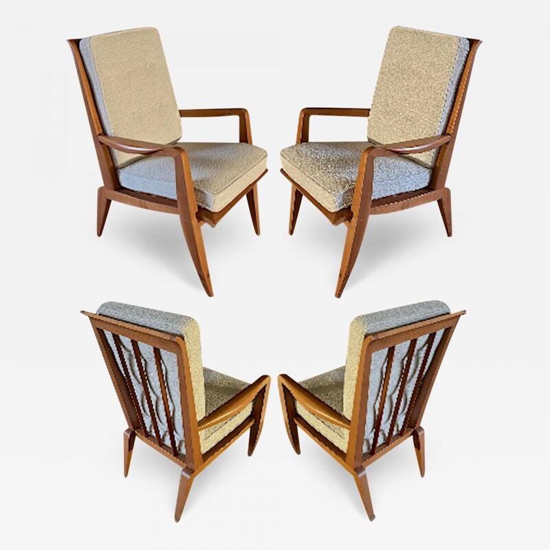 Roger landault rare set of 4 lounge chairs 