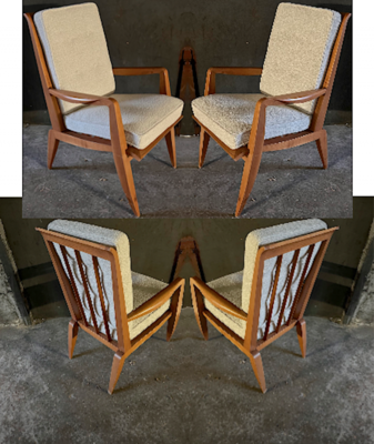 Roger landault rare set of 4 lounge chairs 