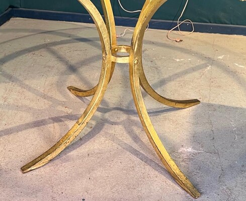 Roger Thibier stamped gold leaf wrought iron dinning table