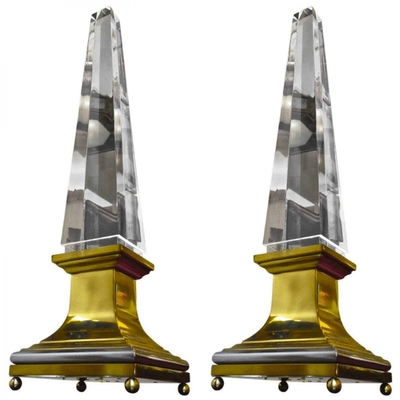 Sandro Petti Obelisk Lucite Lighted Lamps