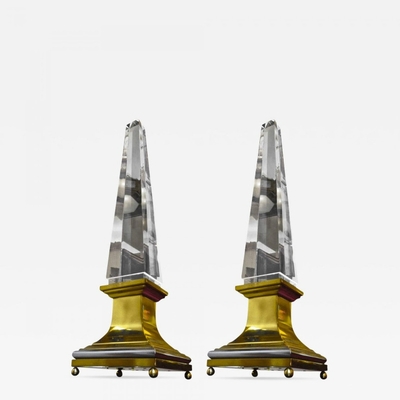 Sandro Petti Obelisk Lucite Lighted Lamps