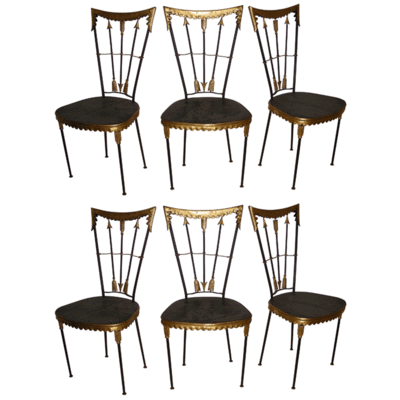 Set of five Chairs metal gilt