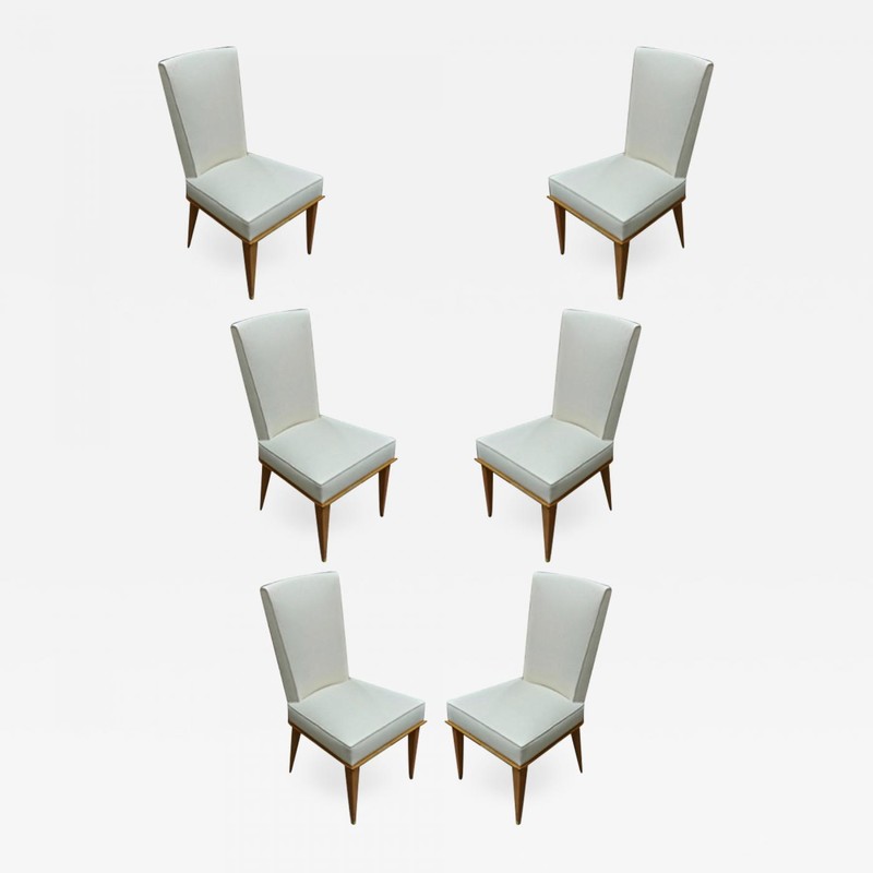 Six chicest sycamore and silk cloth dinning chairs