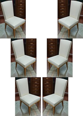 Six chicest sycamore and silk cloth dinning chairs