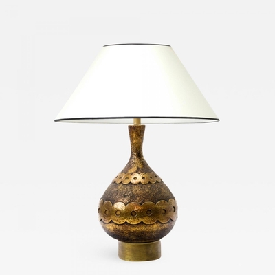 Spectacular gold ceramic fifties table lamp