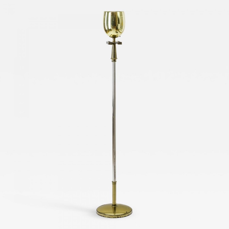 Stiffel Brass Greek Key Design Torchere Floor Lamp 