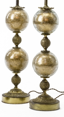  Stiffel gold irised glass awesome pair of lamp with gold brass a