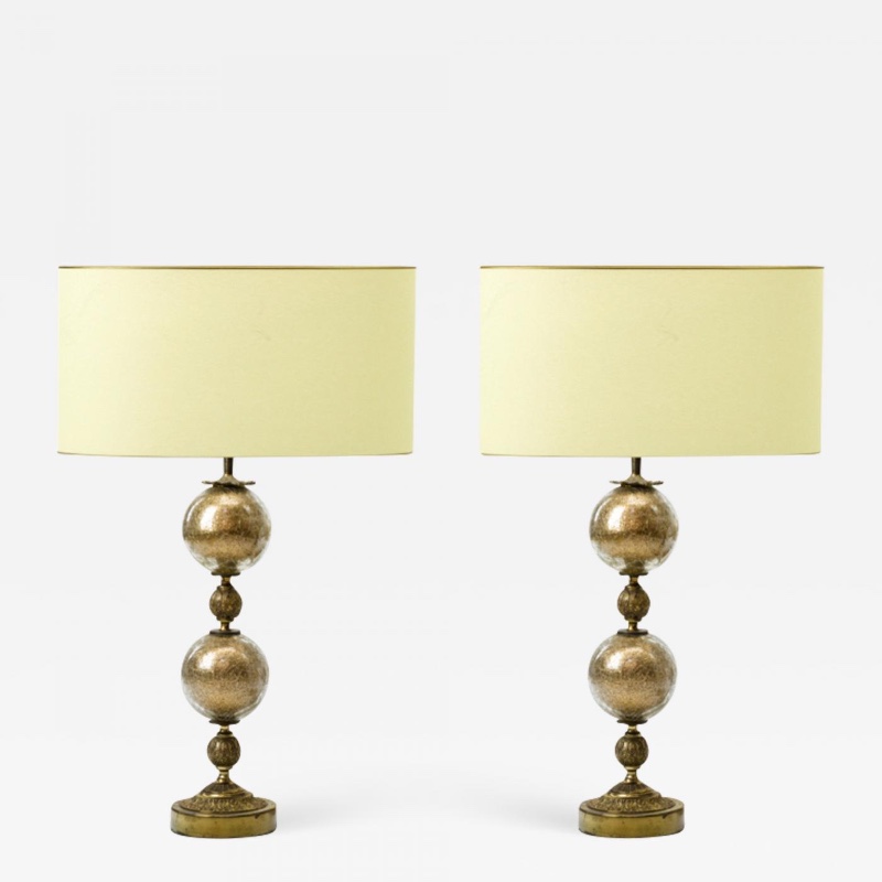  Stiffel gold irised glass awesome pair of lamp with gold brass a