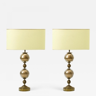  Stiffel gold irised glass awesome pair of lamp with gold brass a
