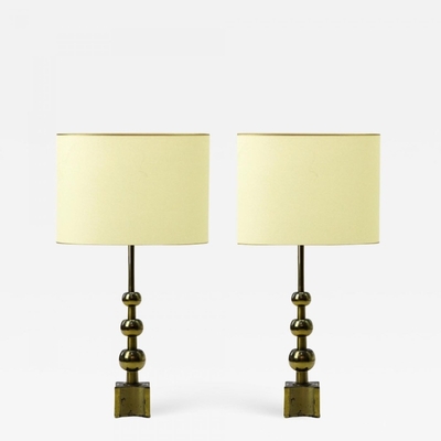 Stiffel pair of gold brass lamp