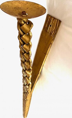 Stunning gold leaf wrought pair of braid shipped sconces