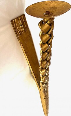 Stunning gold leaf wrought pair of braid shipped sconces